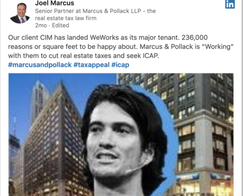 screen shot of Real Deal article on Linked In with collage of mans head and buildings