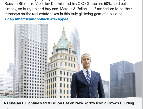 “Fly above the clouds” and live in the most luxurious and expensive Condo Mansion in New York City. LINKED IN screen shot