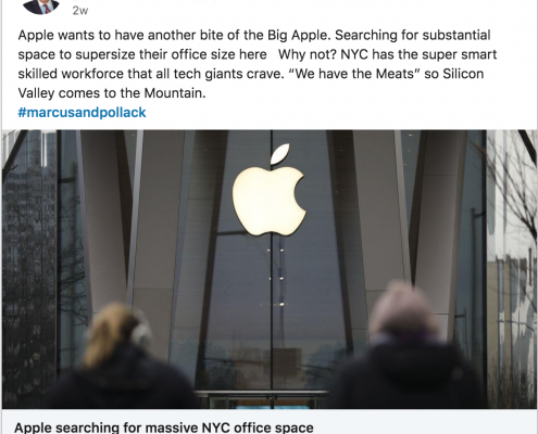 Apple wants to have another bite of the Big Apple Screenshot of LinkedIn Post